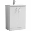 Nuie Arno Gloss White 600mm Floor Standing Vanity Unit & Polymarble Basin PAL027