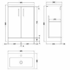 Nuie Arno Gloss White 600mm Floor Standing Vanity Unit & Polymarble Basin PAL027 5 Nuie Arno Gloss White 600mm Floor Standing Vanity Unit & Polymarble Basin PAL027 -HANSGROHE Shop nuie arno gloss white 600mm floor standing vanity unit polymarble basin pal027 p40662 201082 image
