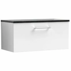 Nuie Arno Gloss White 800mm Wall Hung 1-Drawer Vanity & Laminate Top