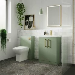Nuie Arno Satin Green 600mm Floor Stading 2-Door Vanity Unit & Basin 1 -HANSGROHE Shop nuie arno satin green 600mm floor stading 2 door vanity unit basin 1 p61753 268095 image
