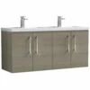 Nuie Arno Solace Oak 1200 WH 4-Door Vanity Unit & Double Basin