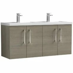 Nuie Arno Solace Oak 1200 WH 4-Door Vanity Unit & Double Basin
