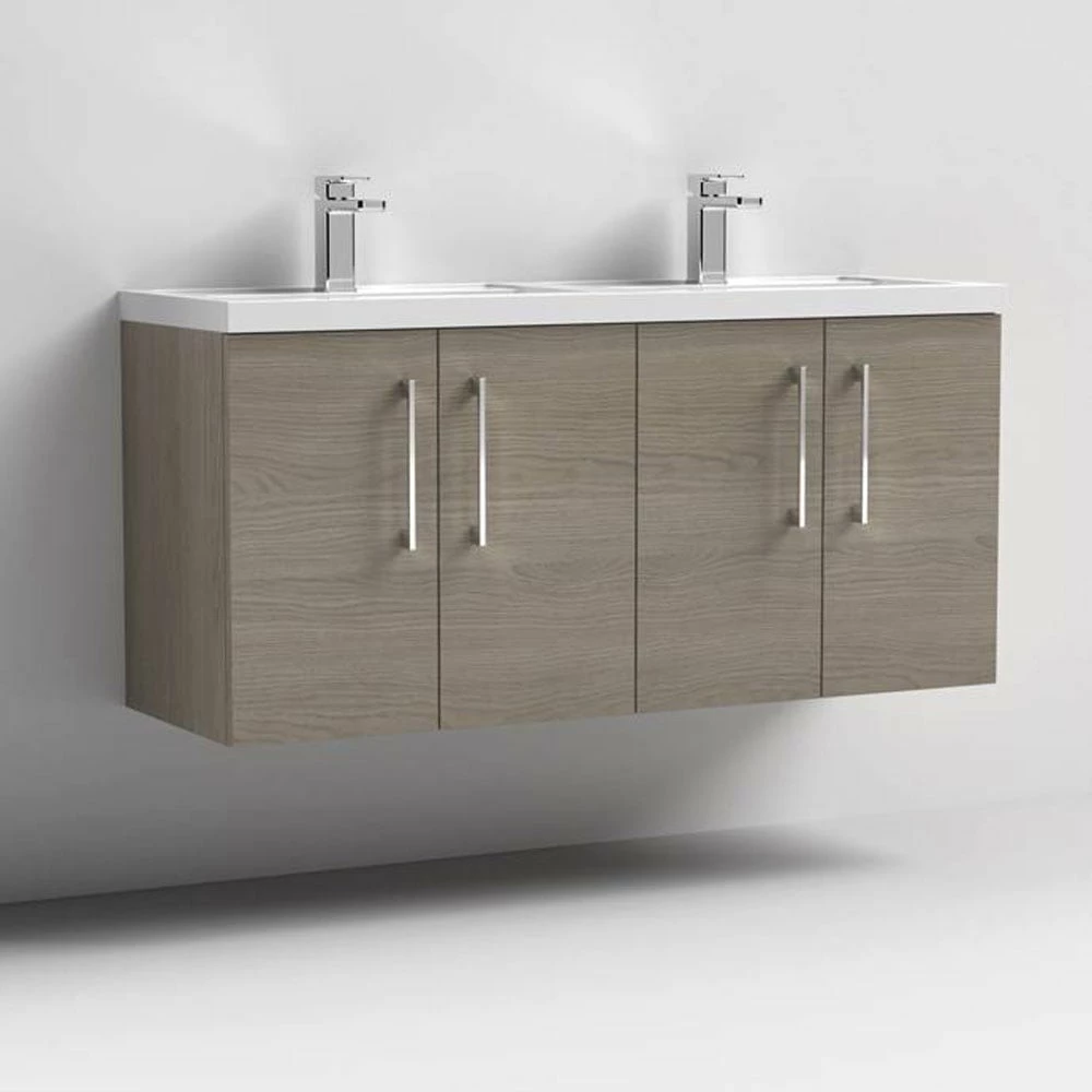 Nuie Arno Solace Oak 1200 WH 4-Door Vanity Unit & Double Basin 2 Nuie Arno Solace Oak 1200 WH 4-Door Vanity Unit & Double Basin - Image 2