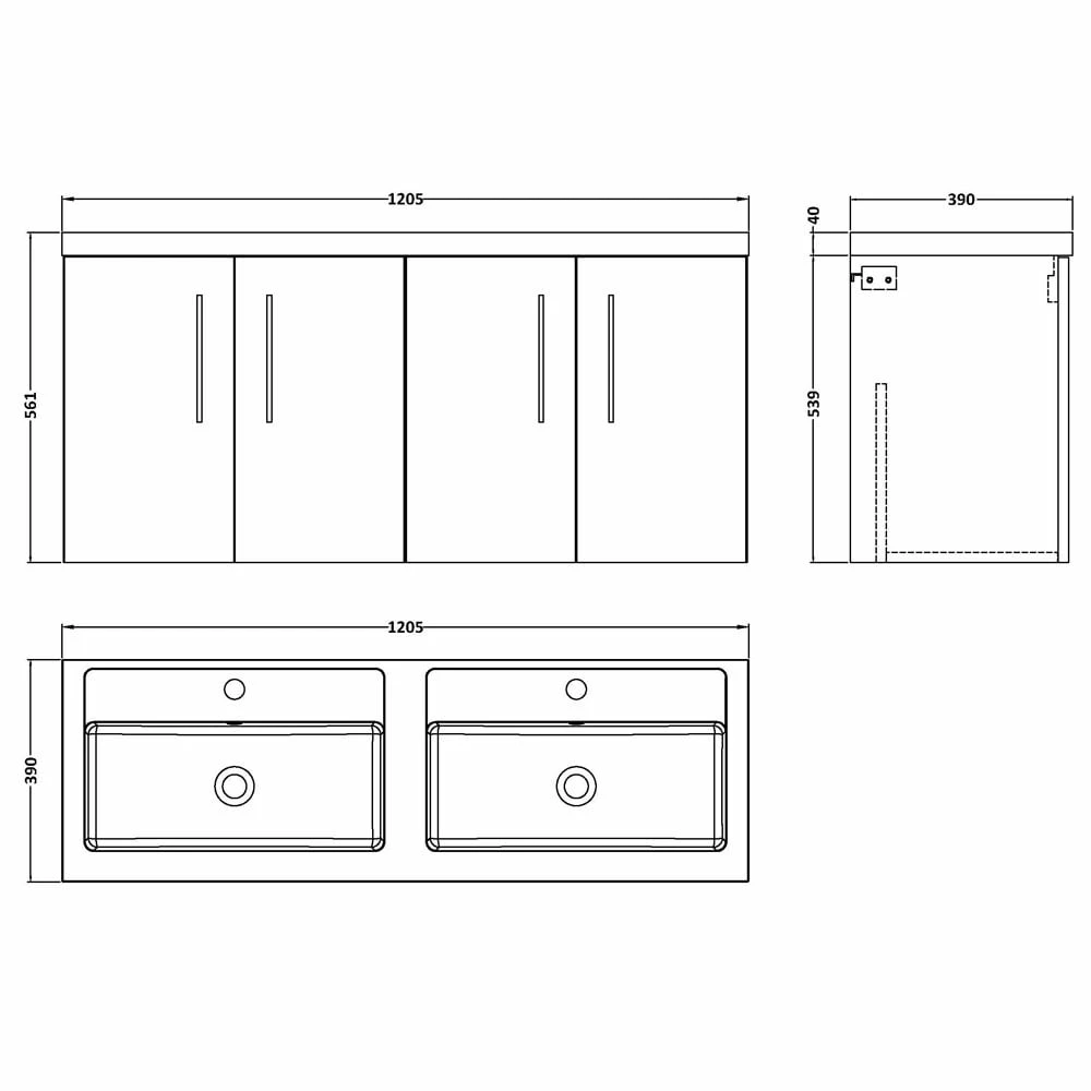 Nuie Arno Solace Oak 1200 WH 4-Door Vanity Unit & Double Basin 4 Nuie Arno Solace Oak 1200 WH 4-Door Vanity Unit & Double Basin - Image 4