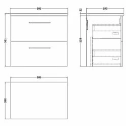 Nuie Arno Solace Oak 600mm Wall Hung 2-Drawer Vanity Unit & Laminate Top -HANSGROHE Shop nuie arno solace oak 600mm wall hung 2 drawer vanity unit laminate top p57711 266927 image