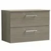 Nuie Arno Solace Oak 800mm Wall Hung 2-Drawer Vanity Unit & Worktop