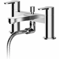 Nuie Arvan Chrome Deck Mounted Bath Shower Mixer Tap With Kit - ARV304