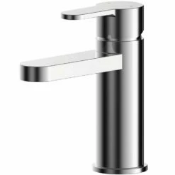 Nuie Arvan Chrome Single Lever Mini Basin Mixer Tap With Push Button Waste