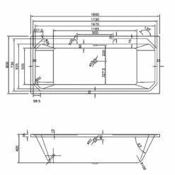 Nuie Ascott Traditional White Double Ended Art Deco Bath 1800x800mm - NLB114 -HANSGROHE Shop nuie ascott traditional white double ended art deco bath 1800x800mm nlb114 p31304 155436 image