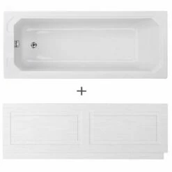 Nuie Ascott Traditional White Single Ended Art Deco Bath 1700x700mm & Front Panel
