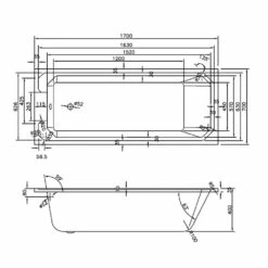 Nuie Ascott Traditional White Single Ended Art Deco Bath 1700x700mm - NLB109 -HANSGROHE Shop nuie ascott traditional white single ended art deco bath 1700x700mm nlb109 p31302 155430 image
