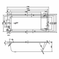Nuie Ascott Traditional White Single Ended Art Deco Bath 1700x750mm - NLB110 -HANSGROHE Shop nuie ascott traditional white single ended art deco bath 1700x750mm nlb110 p31303 155433 image