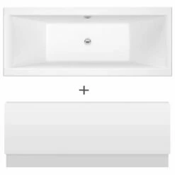 Nuie Asselby Square Double Ended Straight Bath 1700x700 & Front Panel
