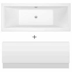 Nuie Asselby Square Double Ended Straight Bath 1700x750 & Front Panel