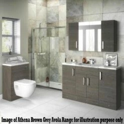 Nuie Athena Anthracite Woodgrain 1200 Floor Standing 4 Door Vanity & Double Basin -HANSGROHE Shop nuie athena anthracite woodgrain 1200 floor standing 4 door vanity double basin p33403 187518 image