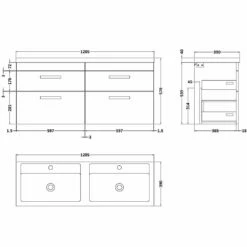 Nuie Athena Anthracite Woodgrain 1200mm Wall Hung 4 Drawer Vanity & Double Basin -HANSGROHE Shop nuie athena anthracite woodgrain 1200mm wall hung 4 drawer vanity double basin p33415 162689 image