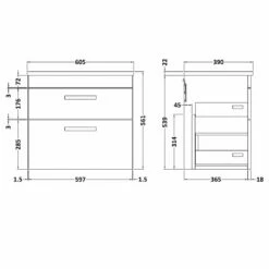 Nuie Athena Anthracite Woodgrain 600mm Wall Hung Vanity With Black Worktop ATH046LSB -HANSGROHE Shop nuie athena anthracite woodgrain 600mm wall hung vanity with black worktop ath046lsb p42464 210517 image