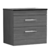 Nuie Athena Anthracite Woodgrain 600mm Wall Hung Vanity With Black Worktop ATH046LSB