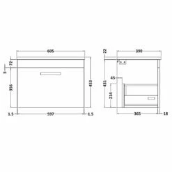 Nuie Athena Anthracite Woodgrain 600mm Wall Hung Vanity With White Worktop ATH039LSW -HANSGROHE Shop nuie athena anthracite woodgrain 600mm wall hung vanity with white worktop ath039lsw p42393 211374 image