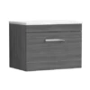 Nuie Athena Anthracite Woodgrain 600mm Wall Hung Vanity With White Worktop ATH039LSW