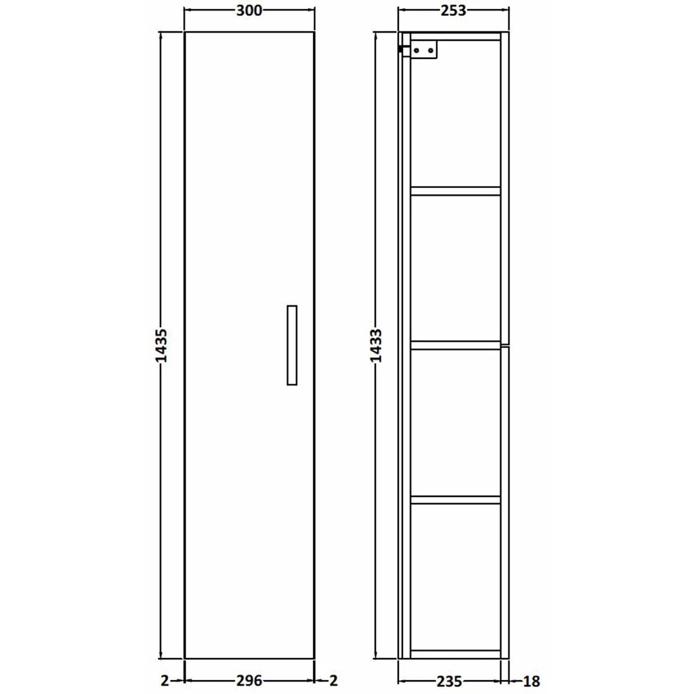 Nuie Athena Charcoal Black 300mm Tall Cabinet Single Door - MOD661 2 Nuie Athena Charcoal Black 300mm Tall Cabinet Single Door - MOD661 - Image 2