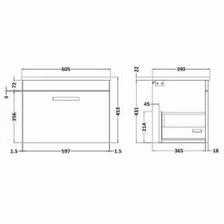 Nuie Athena Charcoal Black 600mm Wall Hung Vanity With Black Worktop ATH040LSB -HANSGROHE Shop nuie athena charcoal black 600mm wall hung vanity with black worktop ath040lsb p42459 210501 image