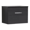Nuie Athena Charcoal Black 600mm Wall Hung Vanity With Black Worktop ATH040LSB