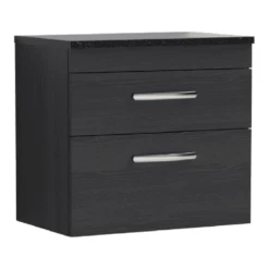 Nuie Athena Charcoal Black 600mm Wall Hung Vanity With Black Worktop ATH047LSB