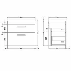 Nuie Athena Charcoal Black 600mm Wall Hung Vanity With Grey Worktop ATH047LBG -HANSGROHE Shop nuie athena charcoal black 600mm wall hung vanity with grey worktop ath047lbg p42739 210771 image