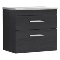 Nuie Athena Charcoal Black 600mm Wall Hung Vanity With Grey Worktop ATH047LBG