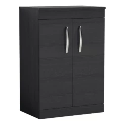 Nuie Athena Charcoal Black Floor Standing 600mm Cabinet & Worktop