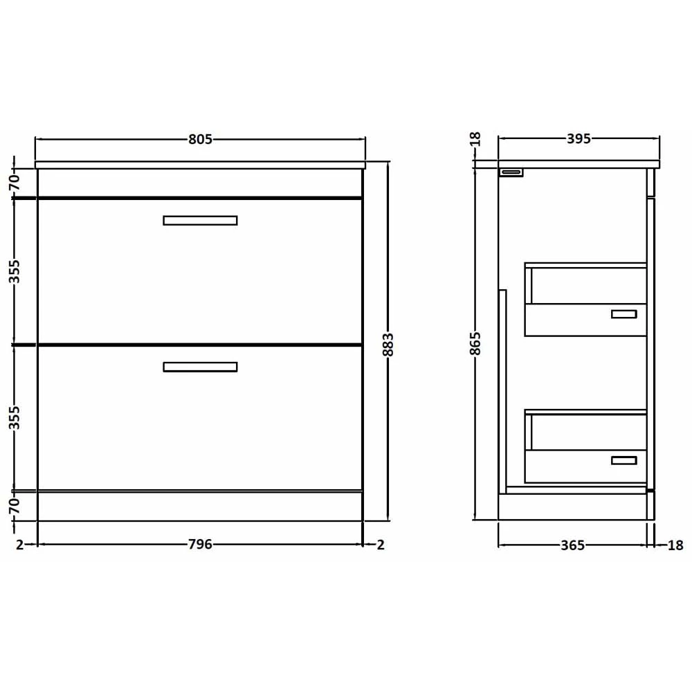 Nuie Athena Charcoal Black Floor Standing 800mm Cabinet & Worktop - ATH054W 3 Nuie Athena Charcoal Black Floor Standing 800mm Cabinet & Worktop - ATH054W - Image 3