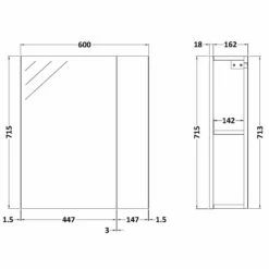 Nuie Athena Gloss Grey 600mm Mirror Unit 75/25 MOC324 -HANSGROHE Shop nuie athena gloss grey 600mm mirror unit 75 25 moc324 p33357 162565 image