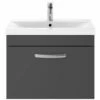Nuie Athena Gloss Grey 600mm Wall Hung Single Drawer Vanity & Basin 1 ATH077A