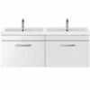 Nuie Athena Gloss White 1200mm Wall Hung 2 Drawer Vanity & Double Basin