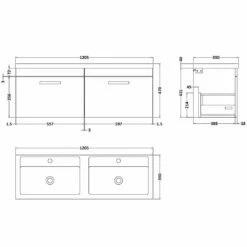 Nuie Athena Gloss White 1200mm Wall Hung 2 Drawer Vanity & Double Basin -HANSGROHE Shop nuie athena gloss white 1200mm wall hung 2 drawer vanity double basin p33380 162619 image