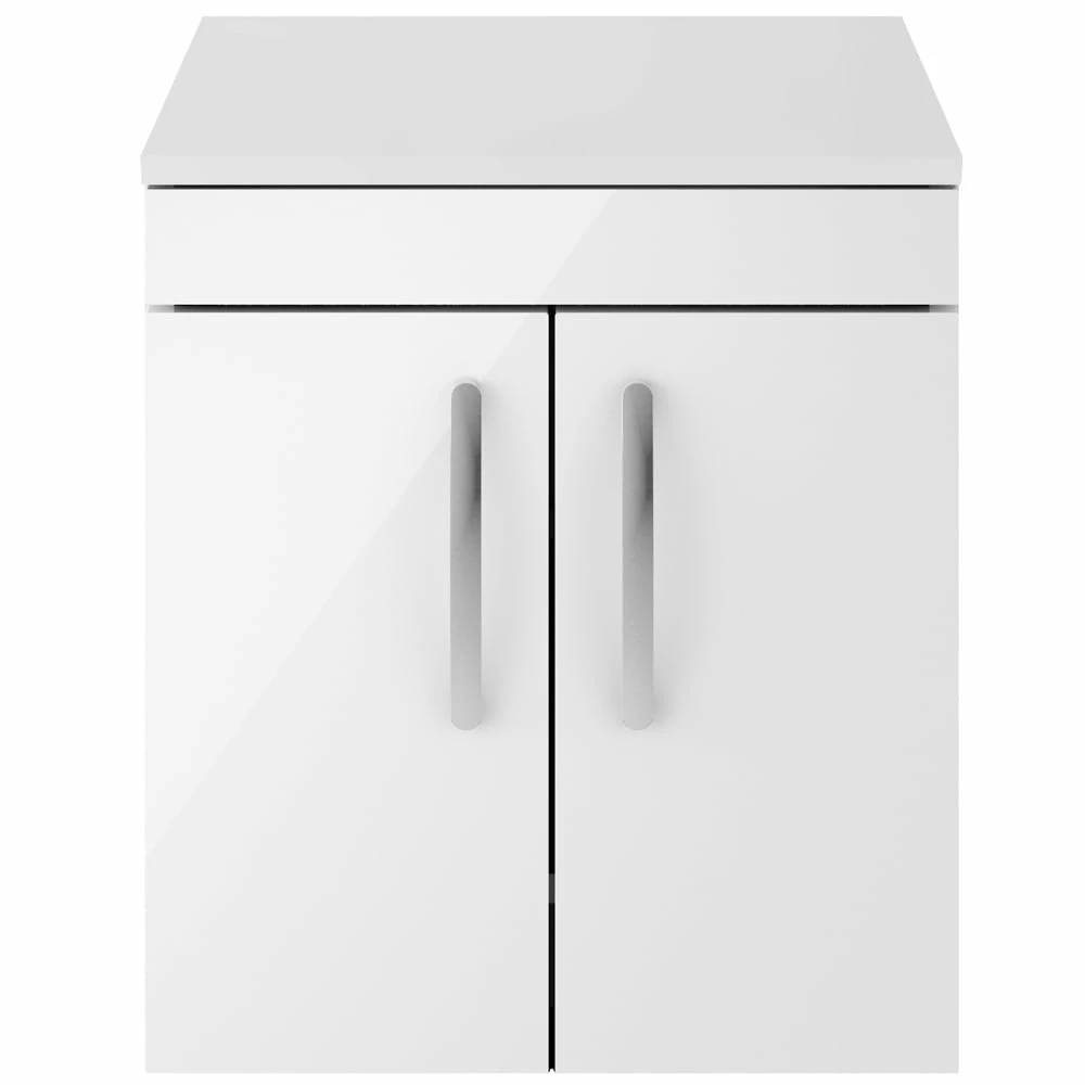 Nuie Athena Gloss White 500mm Wall Hung 2 Door Vanity Unit & Worktop 1 Nuie Athena Gloss White 500mm Wall Hung 2 Door Vanity Unit & Worktop