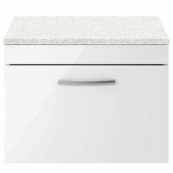 Nuie Athena Gloss White 600mm Wall Hung Vanity Unit With White Worktop ATH041LSW