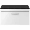 Nuie Athena Gloss White 800mm Wall Hung Vanity With Black Worktop ATH062LSB