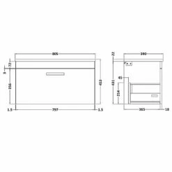 Nuie Athena Gloss White 800mm Wall Hung Vanity With Black Worktop ATH062LSB -HANSGROHE Shop nuie athena gloss white 800mm wall hung vanity with black worktop ath062lsb p42470 211539 image