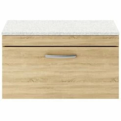 Nuie Athena Natural Oak 800mm Wall Hung Vanity With White Worktop ATH059LSW