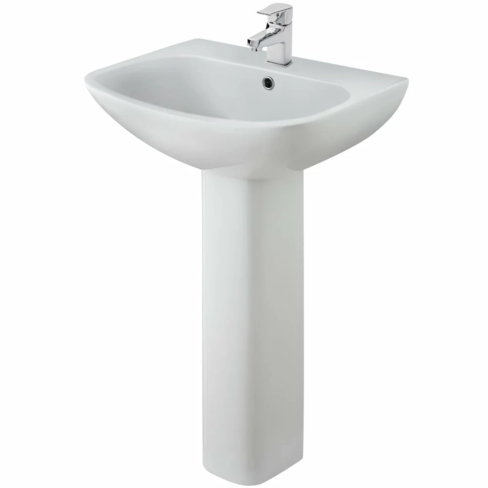 Nuie Ava 545x455 1TH White Basin And Pedestal NCG400 1 Nuie Ava 545x455 1TH White Basin And Pedestal NCG400