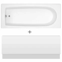 Nuie Barmby Round Single Ended Straight Bath 1500x700 & Front Panel