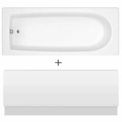 Nuie Barmby Round Single Ended Straight Bath 1600x700 & Front Panel