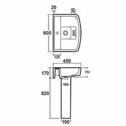 Nuie Bliss 600x450 1th White Basin & Full Pedestal CBL010 -HANSGROHE Shop nuie bliss 600x450 1th white basin full pedestal cbl010 p30926 150057 image