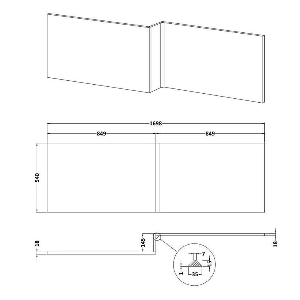 Nuie Blocks Satin Blue 1700mm Square Shower Bath Front Panel - MOF373 3 Nuie Blocks Satin Blue 1700mm Square Shower Bath Front Panel - MOF373 - Image 3