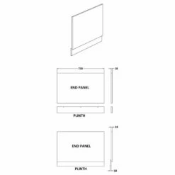 Nuie Blocks Satin Blue 750mm Bath End Panel - MOF371 -HANSGROHE Shop nuie blocks satin blue 750mm bath end panel mof371 p50590 234250 image
