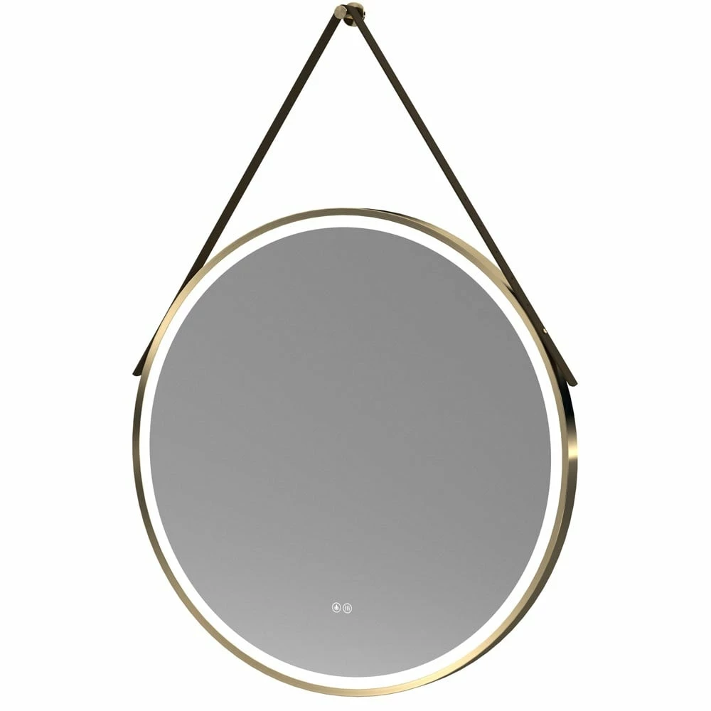 Nuie Brushed Brass Touch Sensor 800mm Round Illuminated Mirror 1 Nuie Brushed Brass Touch Sensor 800mm Round Illuminated Mirror