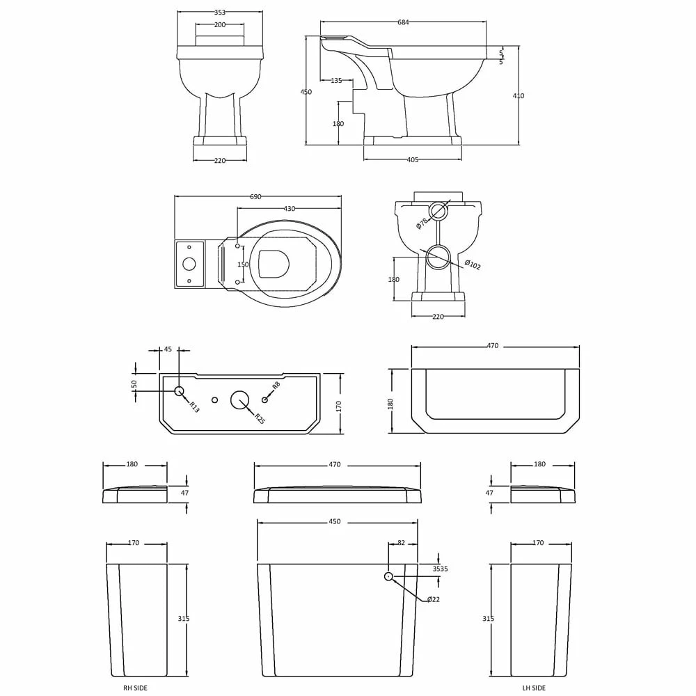 Nuie Carlton Close Coupled Toilet Pan, Cistern & Seat - CCT003 2 Nuie Carlton Close Coupled Toilet Pan, Cistern & Seat - CCT003 - Image 2