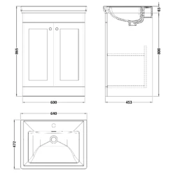 Nuie Classique Satin Anthracite 600 Floor Standing 2-Door Vanity Unit & 1TH Basin -HANSGROHE Shop nuie classique satin anthracite 600 floor standing 2 door vanity unit 1th basin p73842 305476 image